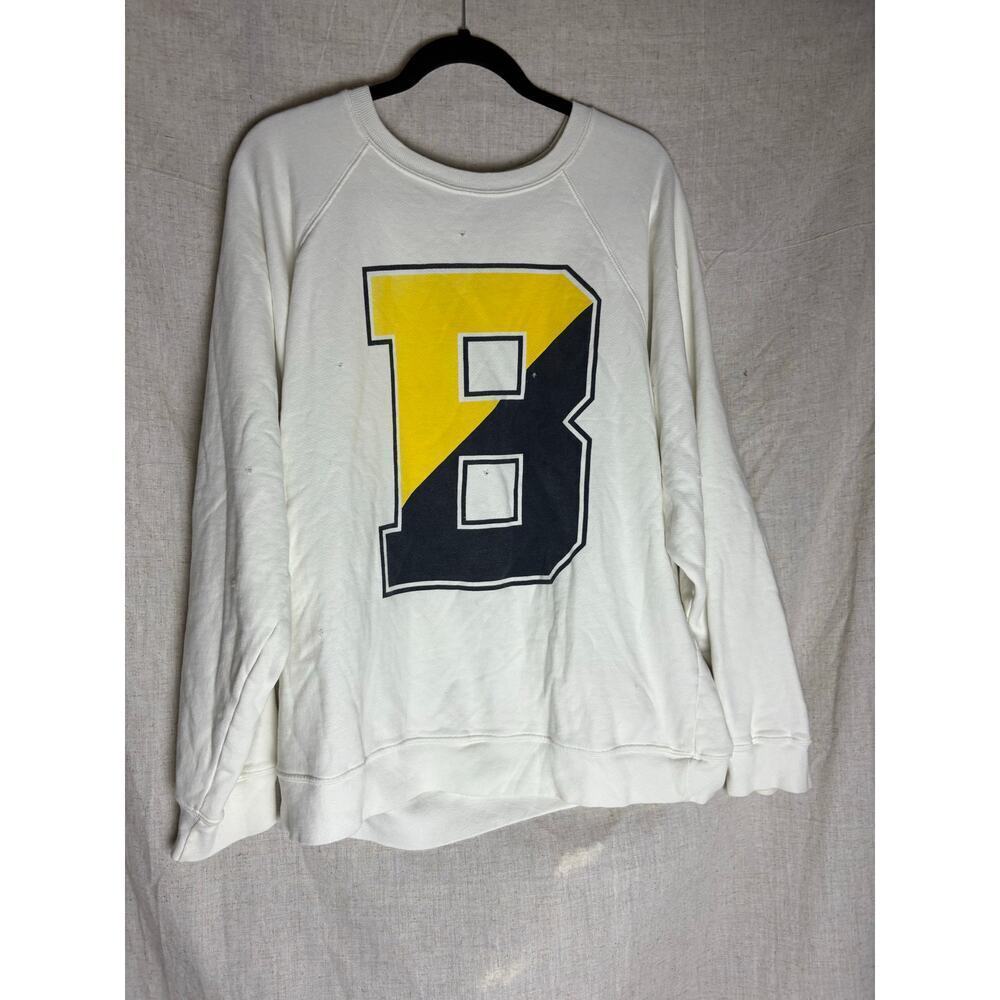 Original Retrobrand B Varsity Distressed White Sweatshirt Sz. L